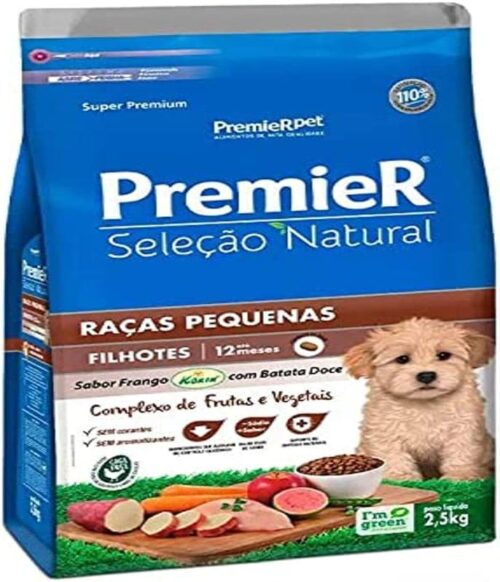 Premier Pet Ração Para Cães Filhotes Raças Pequenas Seleção Natural Sabor Frango 2,5kg