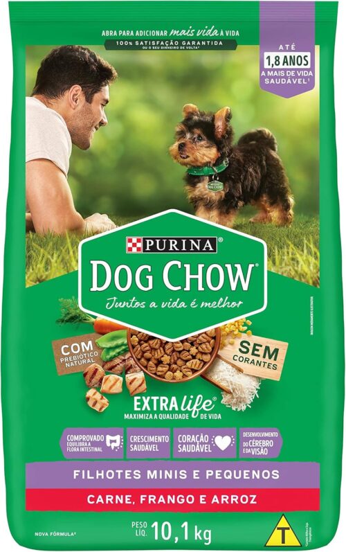 Purina Dog Chow Nestlé Purina Dog Chow Extralife Filhotes Mini E Pequenos Carne Frango E Arroz 10 1Kg