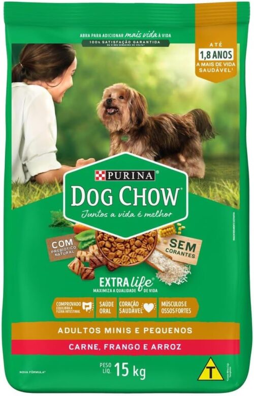 Purina Dog Chow Ração Adulto Raças Pequenas Frango e Arroz - 15kg para Todos Pequeno Adulto - Sabor Frango