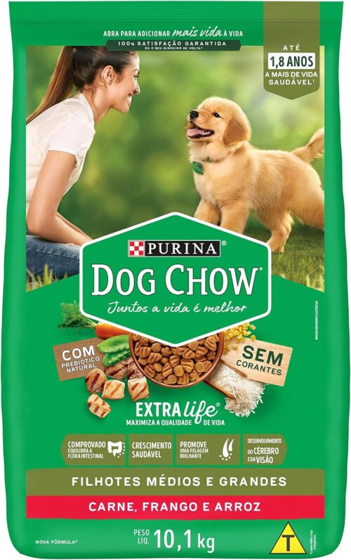 Purina Dog Chow Ração Cães Filhotes Médios E Grandes Dog Chow Carne E Frango 10 1Kg