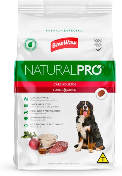 Ração Baw Waw Natural Pro para cães adultos sabor Carne e Arroz - 1kg