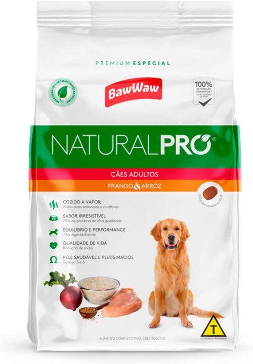 Ração Baw Waw Natural Pro para cães adultos sabor Frango e Arroz - 1kg