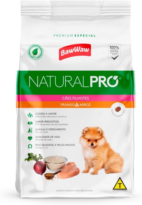 Ração Baw Waw Natural Pro para cães filhotes sabor Frango e Arroz - 10,1kg