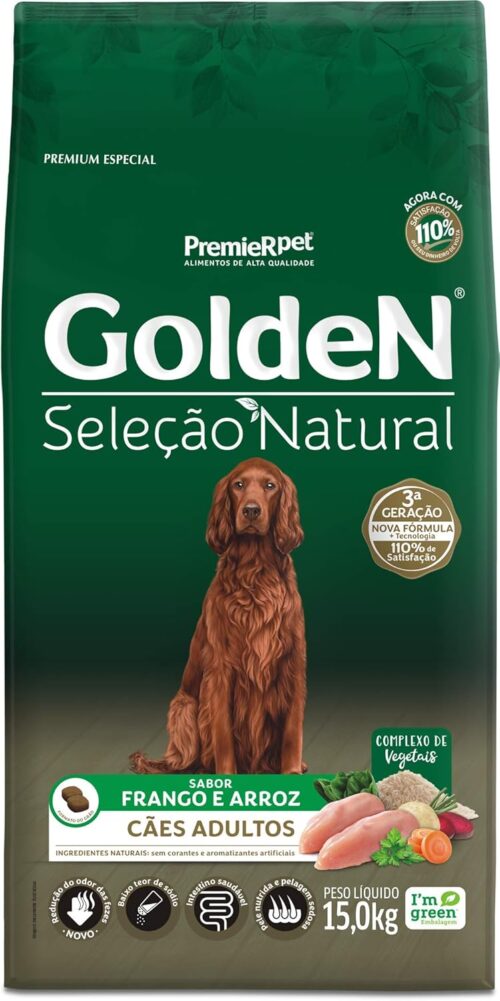 Ração Golden Seleção Natural para Cães Adultos de Raças Pequenas Sabor Abóbora 10,1kg