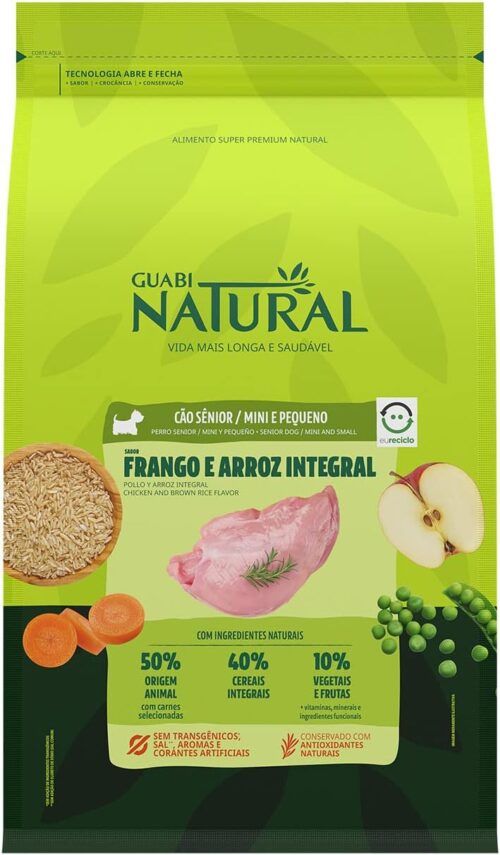 Ração Guabi Natural Cães Sênior Raças Mini e Pequeno Frango e Arroz Integral 2,5 kg