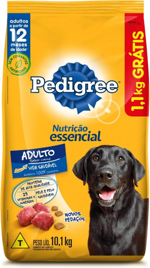 Ração Pedigree Nutrição Essencial Carne Para Cães Adultos 10,1 kg (LEVE 10,1kg PAGUE 9kg)