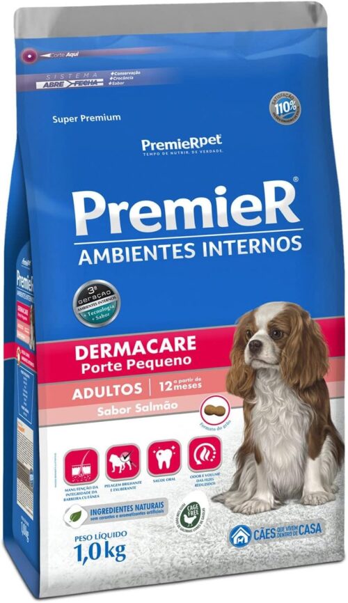 Ração Premier Dermacare Ambientes Internos para Cães Adultos de Raças Pequenas, 1kg Premier Pet Raça Adulto,