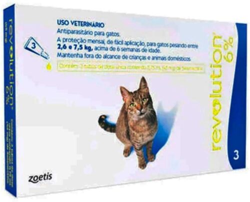 Revolução. 6% Azul-Cx.45mg, 0,75ml Gatos Zoetis para Gatos - 3 Pipetas