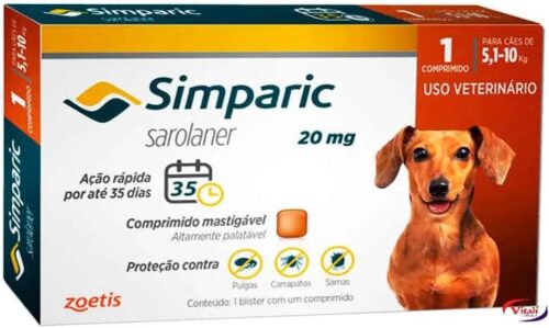 Simparic 20mg, 5,1kg até 10kg 1 Comprimido para Cães