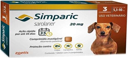 Zoetis Simparic 20Mg 5 1 Até 10Kg 03 Compr Para Cães