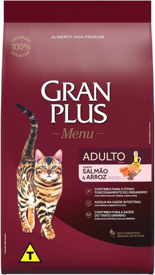 Granplus Ração Para Gatos Adultos Gran Plus Salmão E Arroz 3Kg