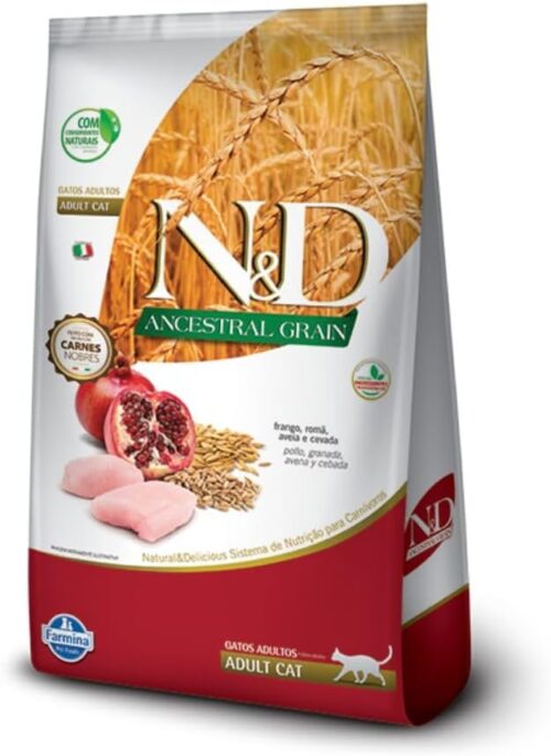 Farmina N&D Ancestral para Gatos Adultos de Todas as Raças Sabor Frango, Romã, Aveia e Cevada 7,5Kg