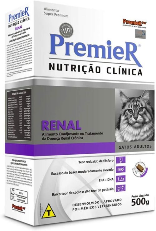 Premier Pet Premier Renal Ração Nutrição Clínica Para Gatos Adultos - 500G - Sabor Sem Sabor