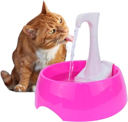 AMICUS - Fonte Bebedouro de água AQUA FIRST USB para Gatos e Cães Bivolt, Bebedouro para Animais de Estimação - Design Ergonômico, Portátil, Bivolt - 1,2L de Capacidade - Rosa