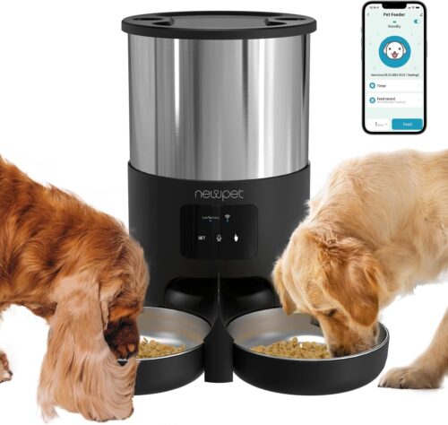 Alimentador Automático para 2 Gatos, Dispensador Automático de Alimentos para Gatos, 20 copos/5L com Controle APP