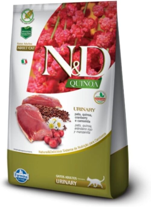 Farmina N&D Quinoa Urinary para Gatos Adultos de Todas as Raças Sabor Pato, Quinoa, Cranberry e Camomila 7,5Kg