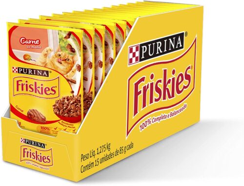 Friskies Ração Úmida Gatos Adultos Friskies Carne Ao Molho Kit Com 15 Sachês X 85G