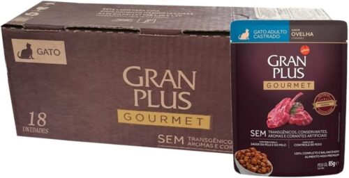 GRANPLUS SACHÊ GOURMET GATO CASTRADO OVELHA 85g - embalagem com 18 unidades