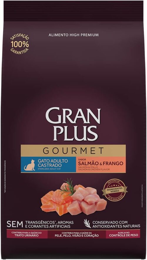 Gran Plus Ração Para Gatos Castrados Gourmet Salmão E Frango 10 1Kg