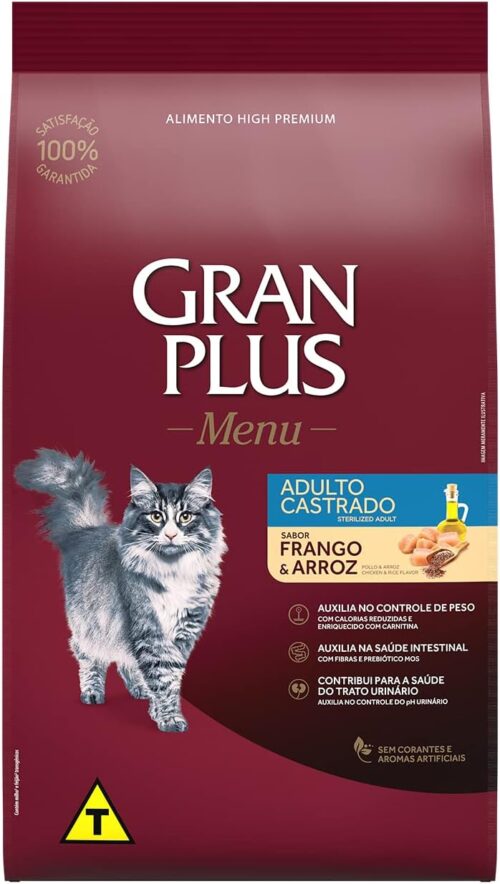 Granplus Ração Para Gatos Castrados Gran Plus Frango E Arroz 3Kg