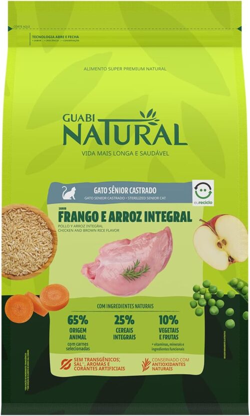 Guabi Natural Ração Gatos Sênior Castrados Frango E Arroz Integral 1 5Kg