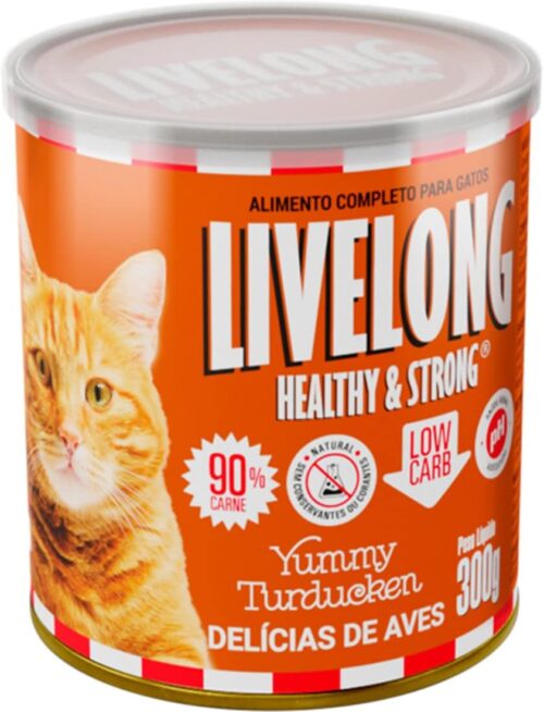 Livelong Alimento Completo Natural Ração Úmida Sabor Delícias De Aves 300g Para Gatos