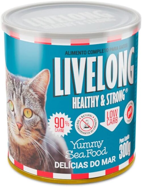 Livelong Alimento Completo Natural Ração Úmida Sabor Delícias Do Mar 300g Para Gatos