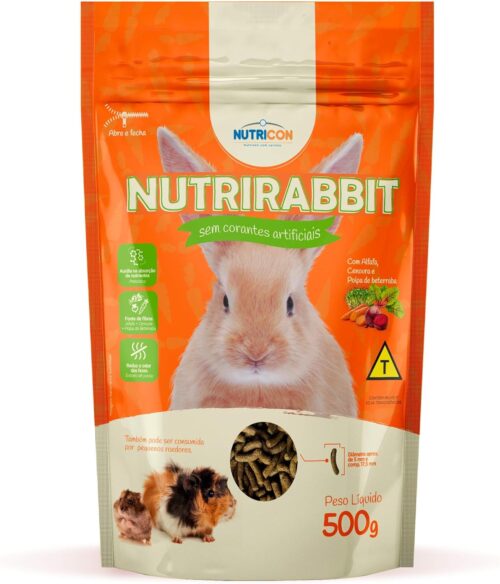 Nutricon Nutrirabbit Para Coelhos 500G Para Todos Os Tipos De Peixe Médio Todas As Fases - Sabor Sem Sabor