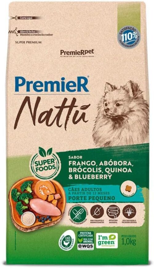 PREMIER NATTU CAES ADULTO RACAS PEQUENAS ABOBORA, Premier Pet, 1KG