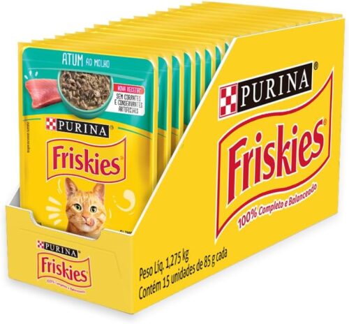 Pack Nestlé Purina Friskies Ração Úmida Para Gatos Adultos Atum Ao Molho - Com 15 Sachês 85g