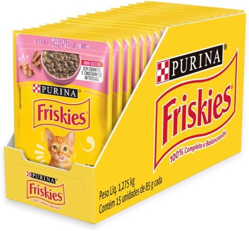 Pack Ração Friskies Filhotes Carne Ao Molho - Com 15 Sachês 85g