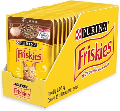 Pack Ração Úmida Friskies Para Gatos Adultos Sabor Peru Ao Molho - Com 15 Sachês 85g