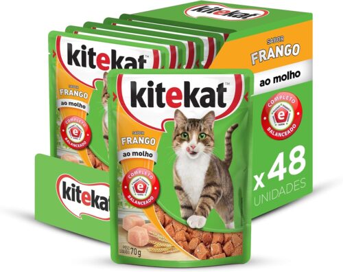 Pacote Ração Úmida Kitekat Sachê Frango ao Molho para Gatos Adultos 70 g - 48 unidades