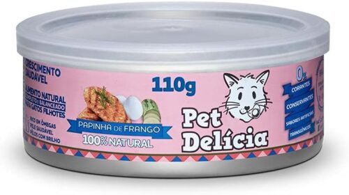 Pet Delícia Crescimento Saudável Papinha de Frango Natural 110g Pet Delícia Raça Filhotes, Sabor Frango 110g