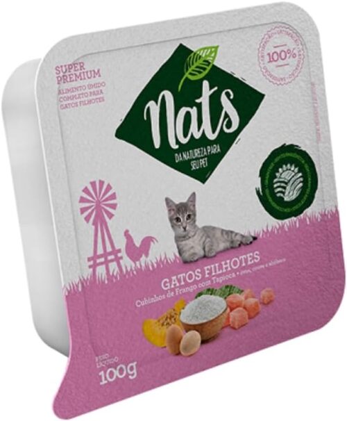 Petisco Úmido Nats Gatos Filhotes Cubos de Frango com Tapioca