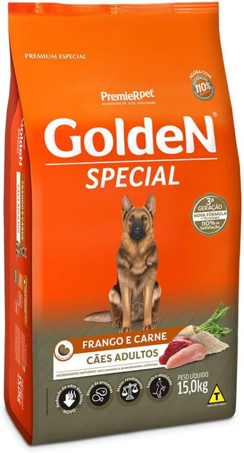 Premier Pet Golden Special - Ração para Cães Adultos, Sabor Frango e Carne, 15kg