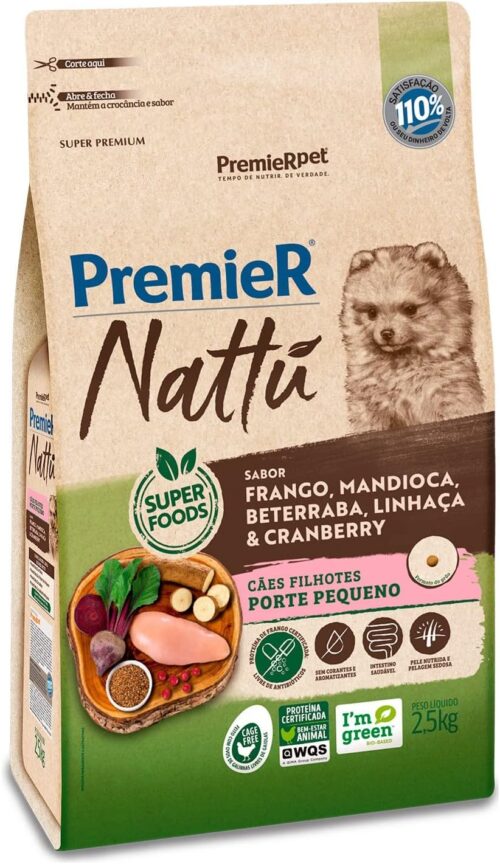 Premier Pet Premier Nattu Caes Filhote Racas Pequenas Mandioca 2 5Kg