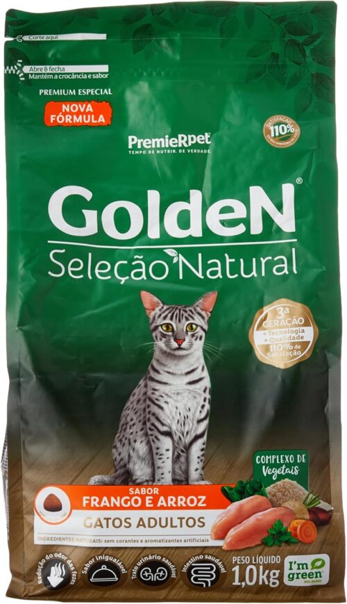 Premier Pet Ração Golden Seleção Natural Para Gatos - 1Kg Adulto - Sabor Frango