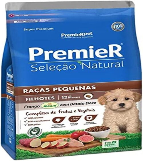 Premier Pet Ração Para Cães Filhotes Raças Pequenas Seleção Natural Sabor Frango 1Kg Premier