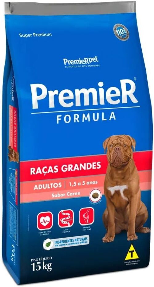 Premier Pet Ração Premier Fórmula Para Cães Adultos De Raças Grandes Sabor Carne - 15Kg Para Todos Grande Adulto - Sabor Sem Sabor