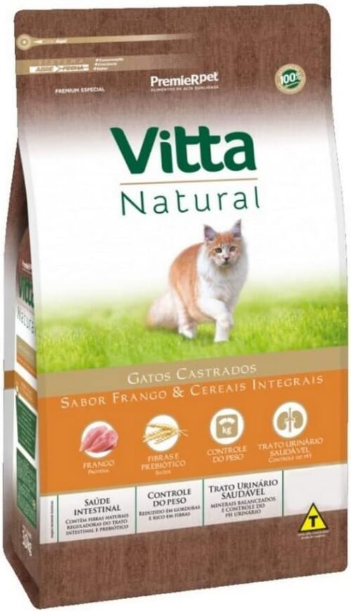 Premier Ração Para Gatos Castrados Frango E Cereais Integrais 10 1Kg Vitta Natural