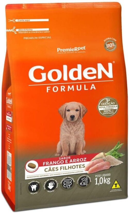 Ração Golden Filhote Sabor Frango e Arroz para Cães, 15kg Premier Pet Para Todos Grandes Filhotes, Sabor Frango