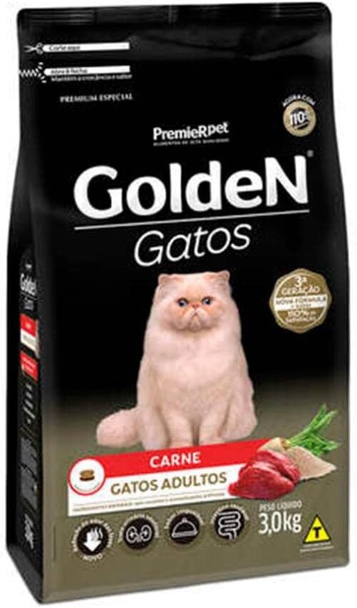 Ração Golden Gatos Adultos Carne Arroz 3kg