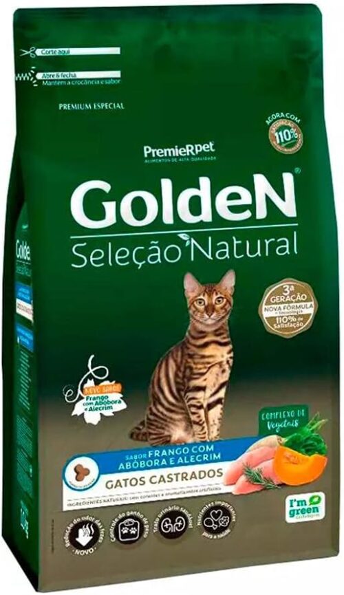 Ração Golden Para Gato Adulto Castrado Seleção Natural Abóbora 3kg