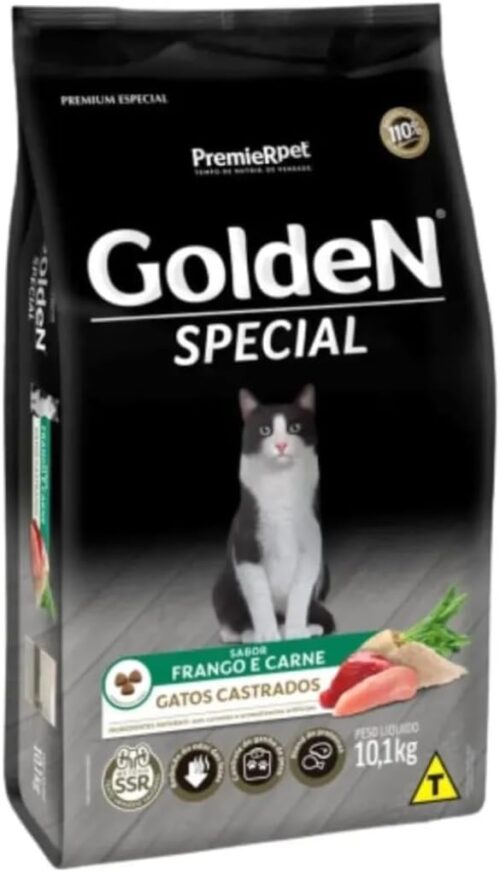 Ração Golden Special Gatos Castrados Frango e Carne 10,1kg