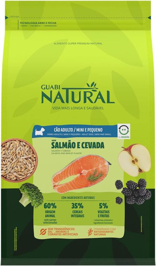 Ração Guabi Natural Cães Adultos Raças Mini e Pequenas Salmão e Cevada 2,5 kg