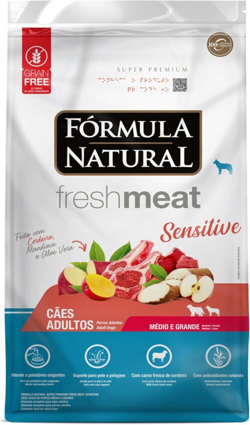 Ração Para Cães Carne Fresca Sensitive Porte Médio E Grande 12kg Fórmula Natural