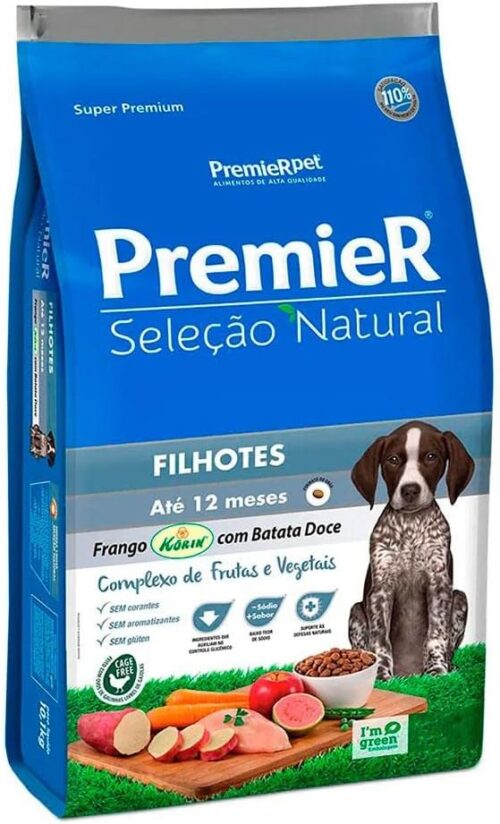 Ração Premier Cães Filhotes Seleção Natural 10,1kg Frango e Batata Doce