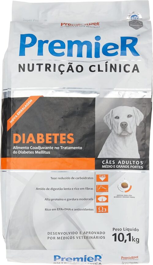 Ração Premier Diabetes Para Cães Raças Médio E Grande - 10,1Kg Premier Pet