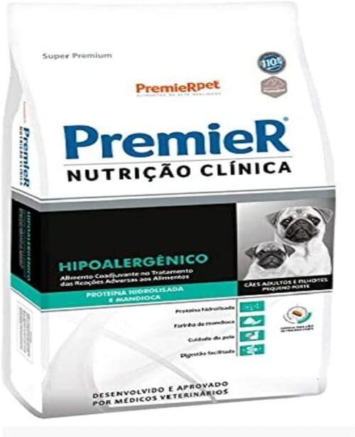 Ração Premier Nutrição Clínica Hipoalergênico Hidrolisada e Mandioca Cães Pequeno Porte 2kg